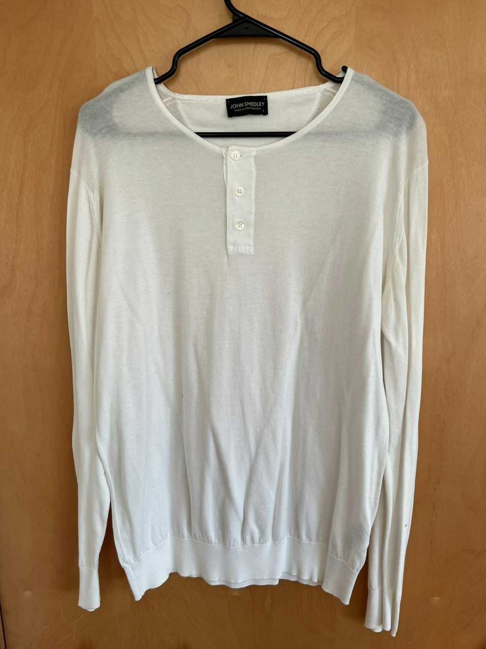 John Smedley John Smedley Long Sleeve White T Shi… - image 1