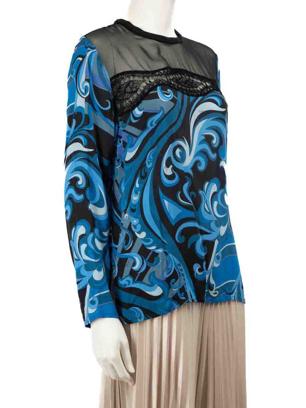 Emilio Pucci Blue Silk Abstract Pattern Top - image 2