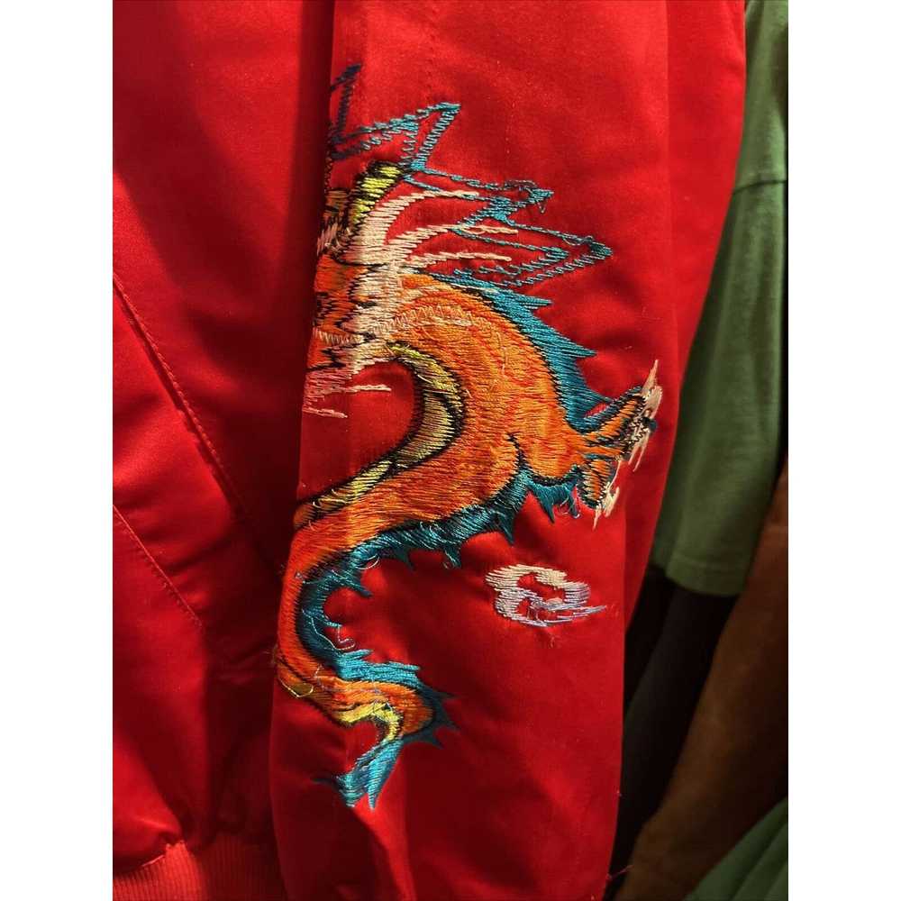 Other Coconut Mens L Red Silk Embroidered Dragon … - image 10