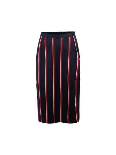 Altuzarra Navy Wool Striped Knee Length Skirt