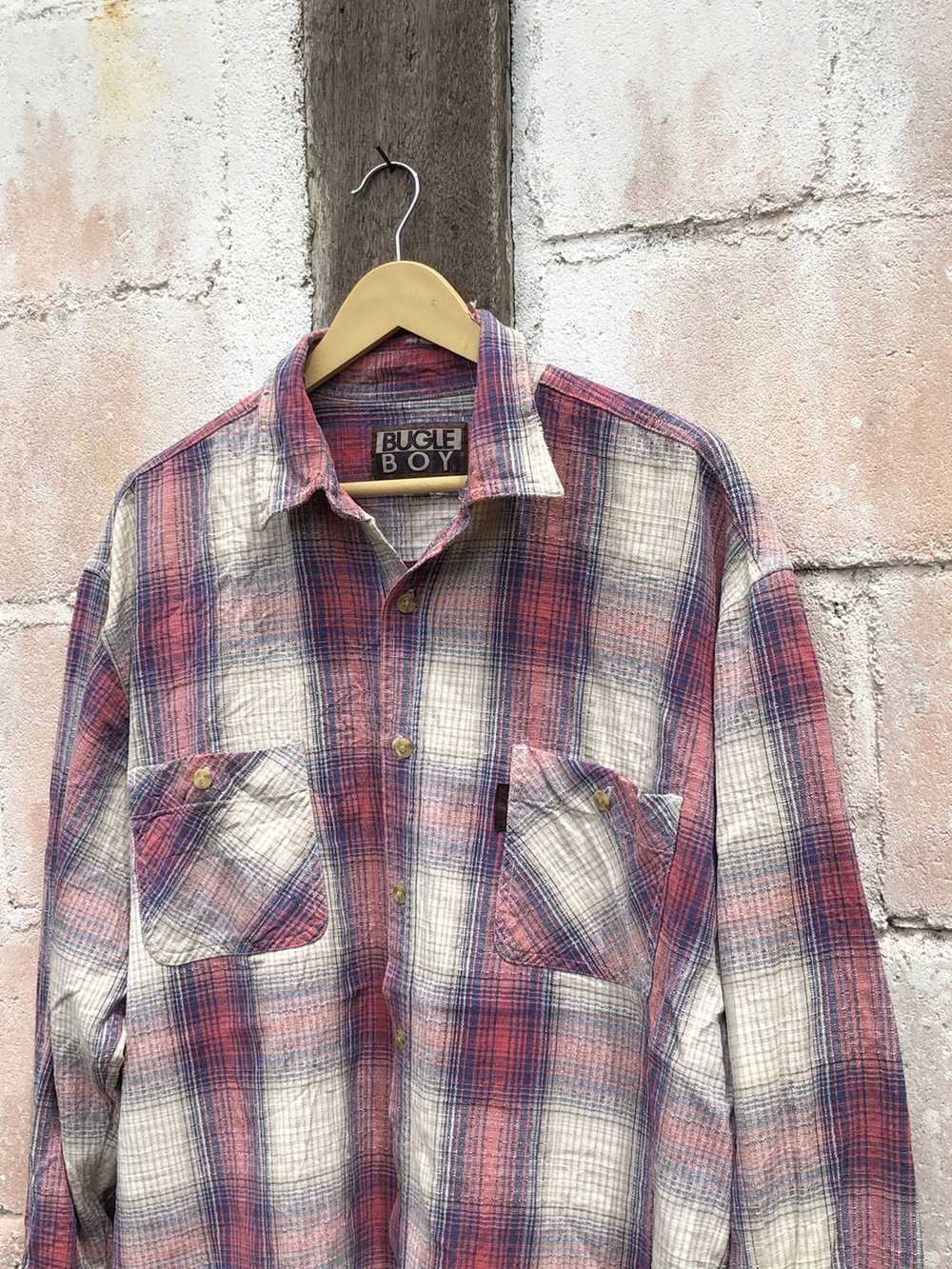 Bugle Boy × Flannel Bugle boy Flannel Shirt butto… - image 4