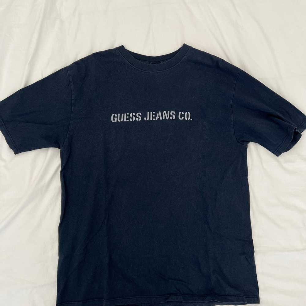 Vintage 90s Guess Jean Co Navy Blue Shirt Size L - image 1