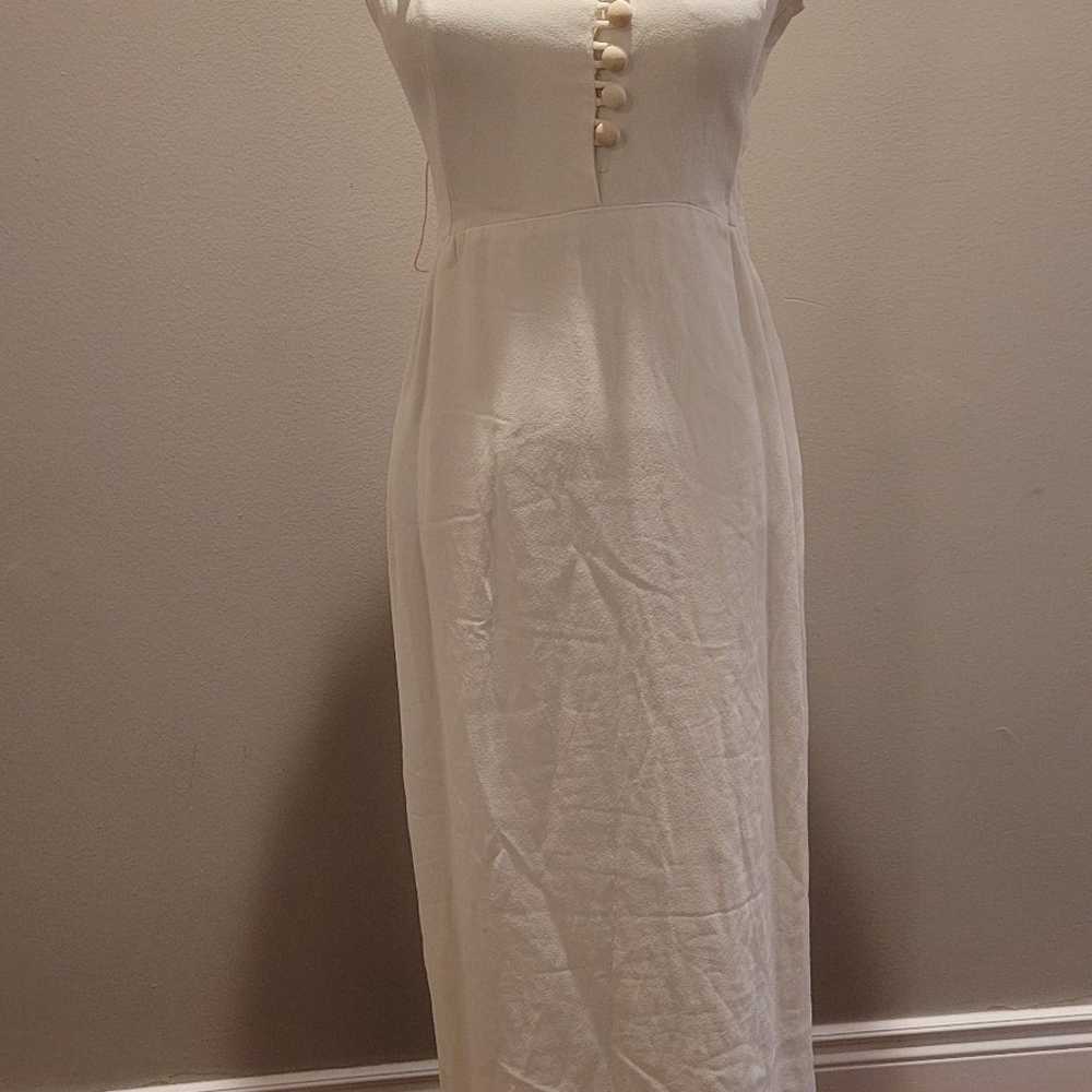 Vintage 1970s White Maxi Dress with Butterfly Col… - image 1