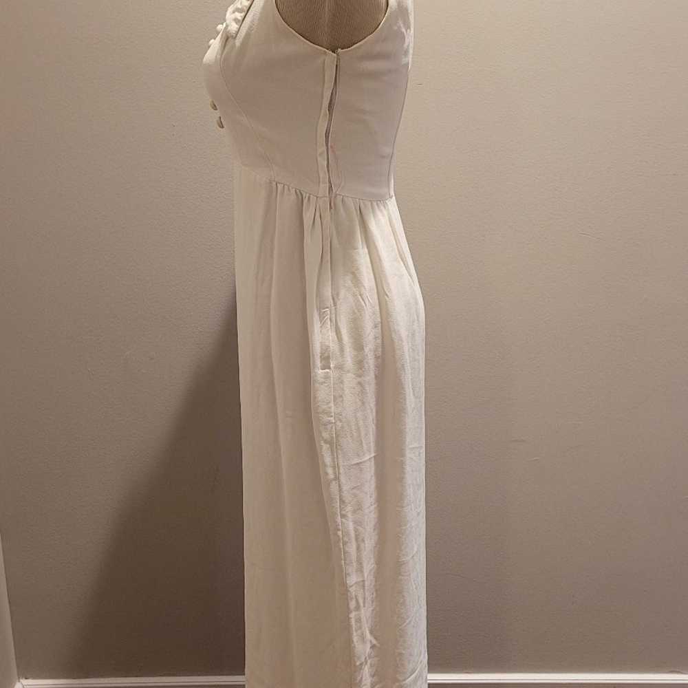 Vintage 1970s White Maxi Dress with Butterfly Col… - image 2