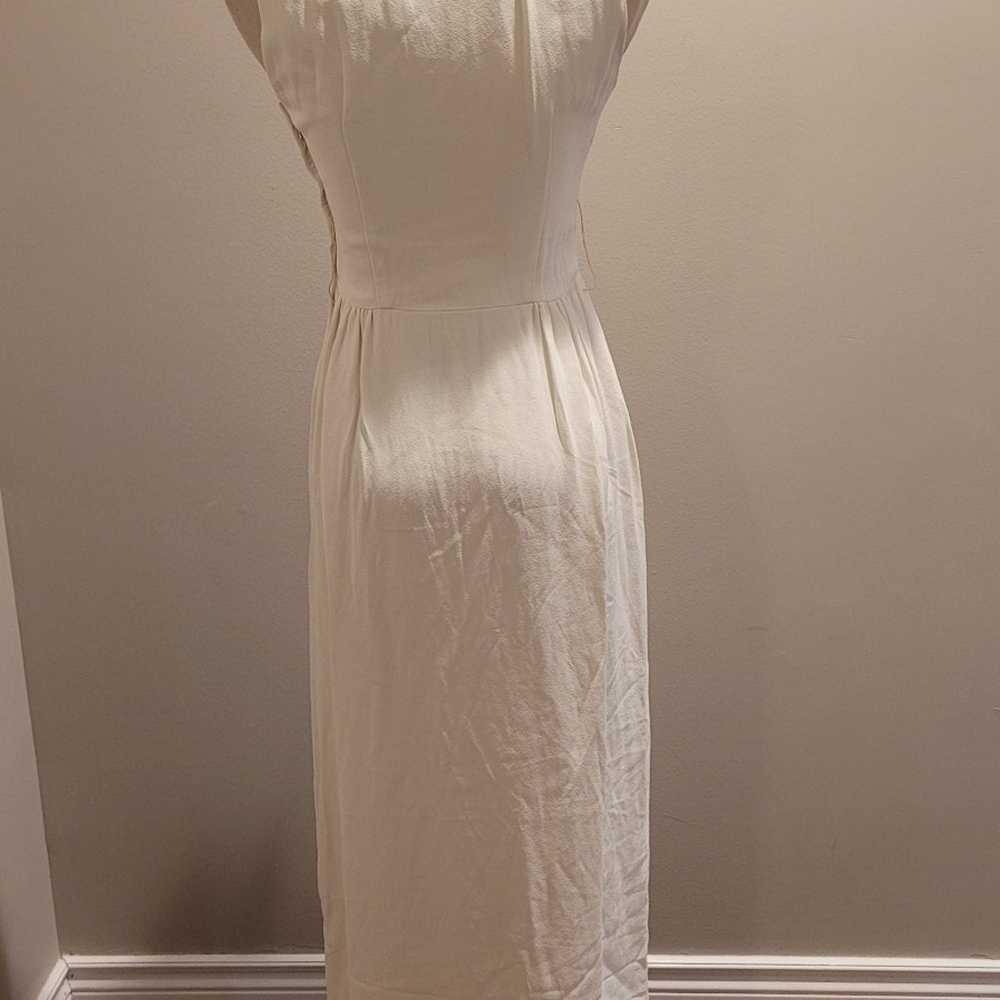 Vintage 1970s White Maxi Dress with Butterfly Col… - image 3