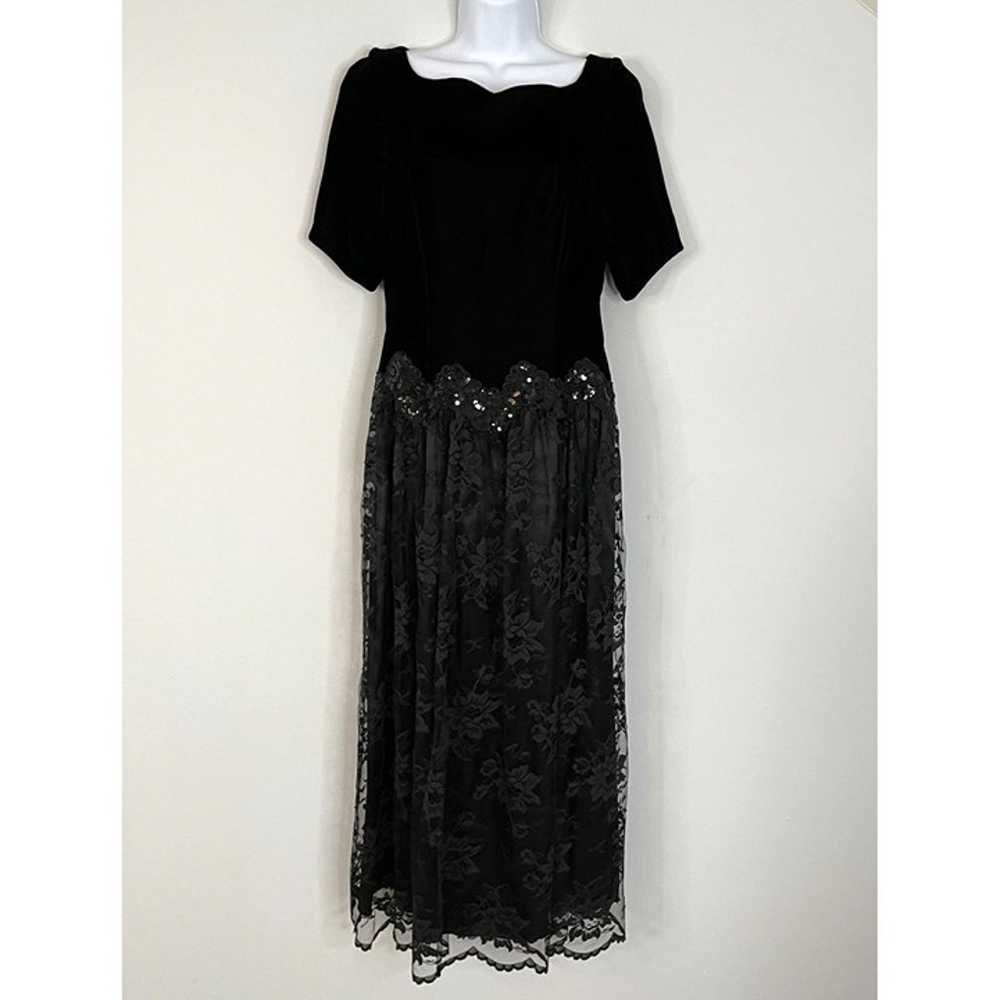 Vintage Scott McClintock VELVET LACE Dress 6 Blac… - image 1