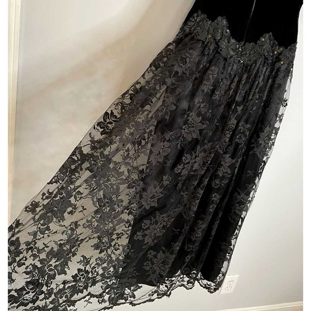 Vintage Scott McClintock VELVET LACE Dress 6 Blac… - image 4