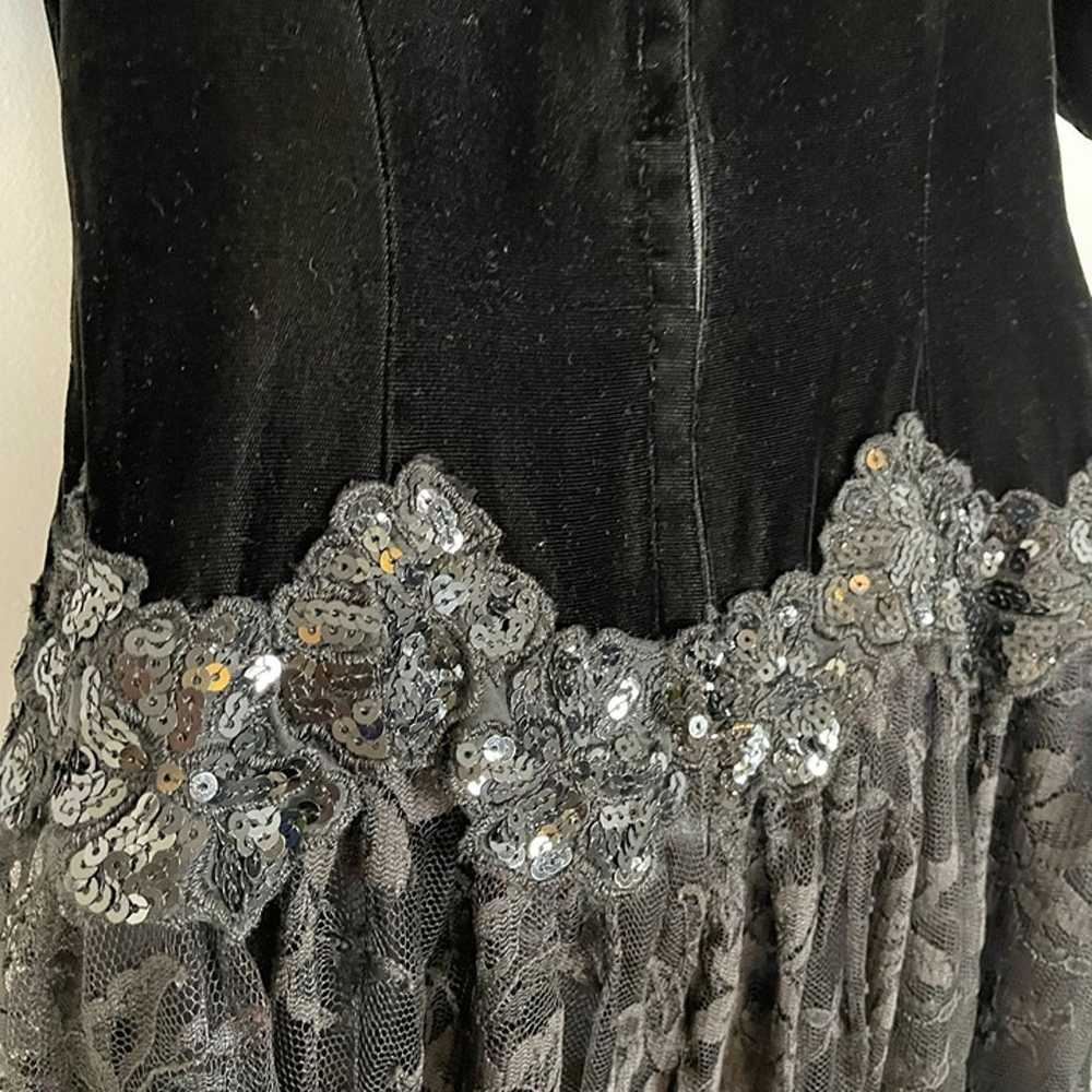 Vintage Scott McClintock VELVET LACE Dress 6 Blac… - image 5