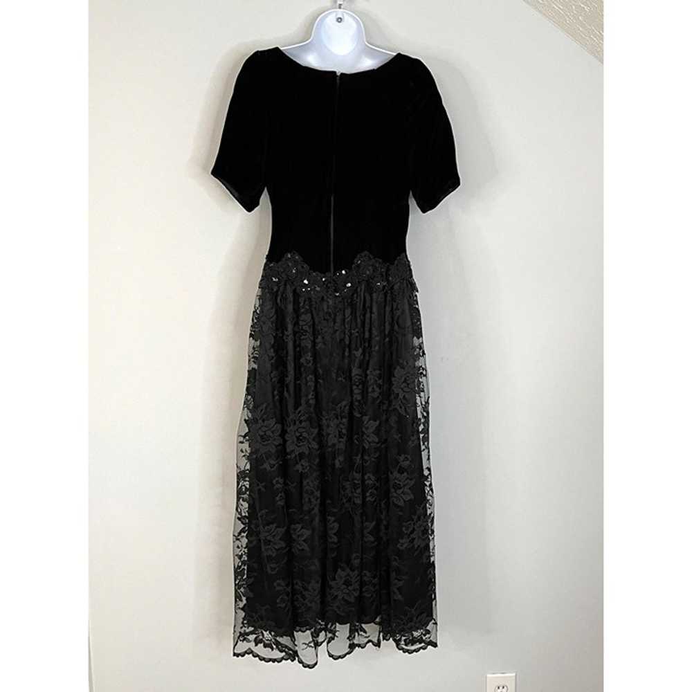 Vintage Scott McClintock VELVET LACE Dress 6 Blac… - image 9