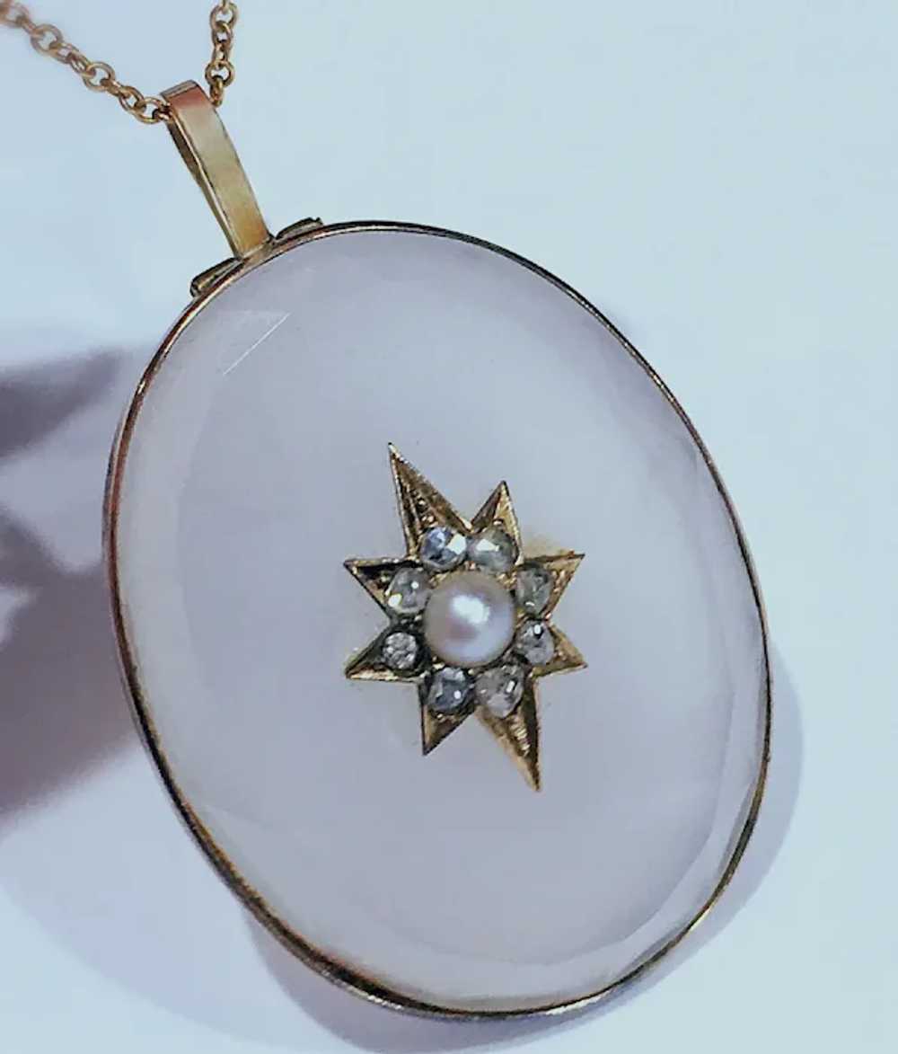 Antique Victorian 14K Gold Rose Cut Diamond Pearl… - image 3