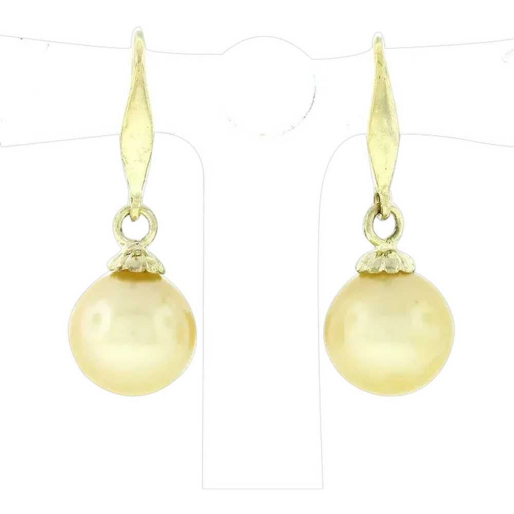 Vintage 14K Yellow Gold Round Cultured Pearl Soli… - image 1