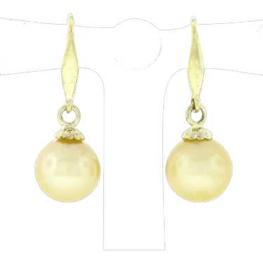 Vintage 14K Yellow Gold Round Cultured Pearl Soli… - image 1