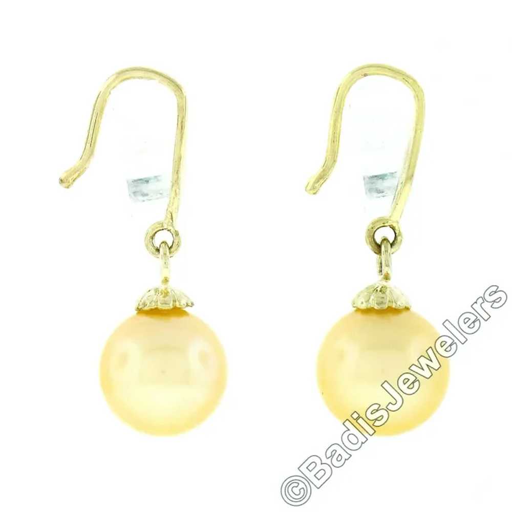 Vintage 14K Yellow Gold Round Cultured Pearl Soli… - image 2