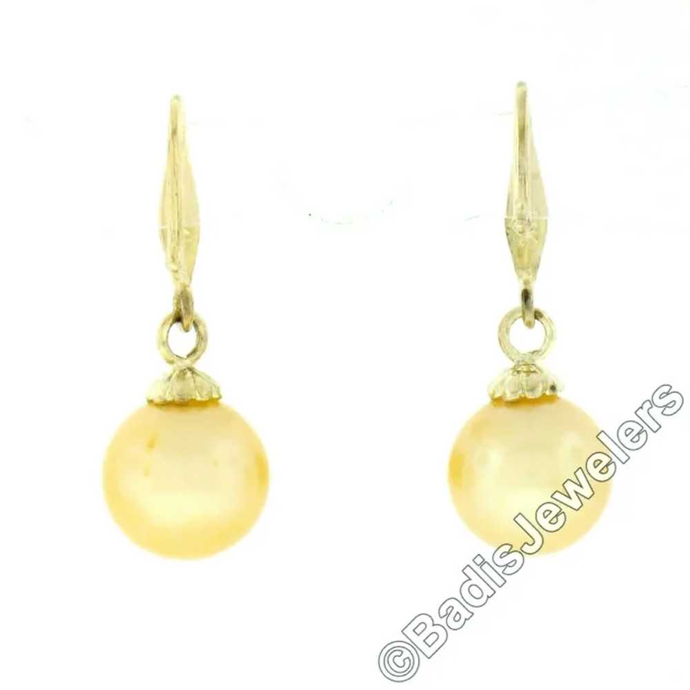 Vintage 14K Yellow Gold Round Cultured Pearl Soli… - image 4
