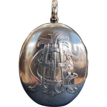 Victorian Silver AEI Sentimental Oval Locket - image 1