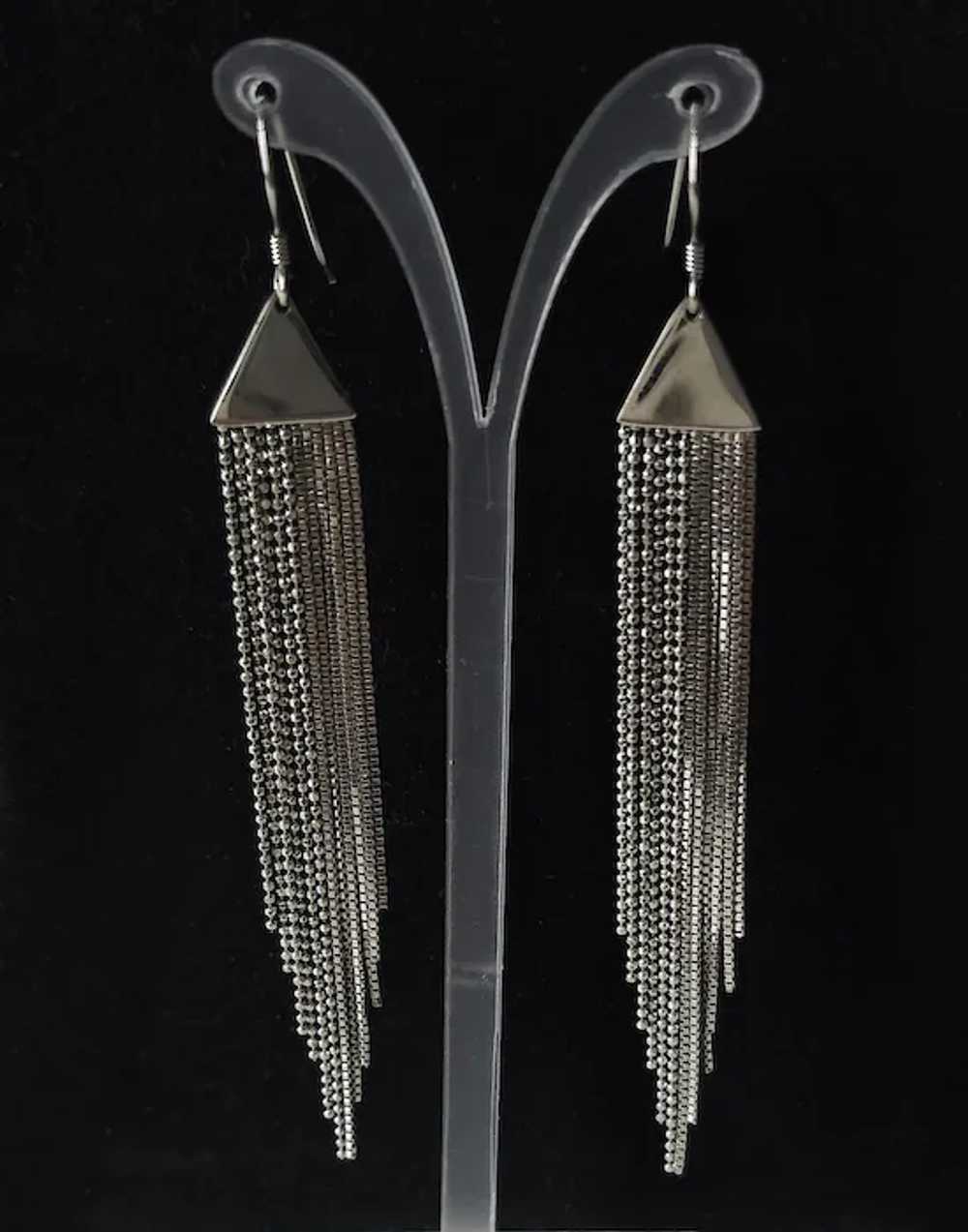 3.5 Inch Sterling Chain Dangle Earrings ~ 12 Grad… - image 2