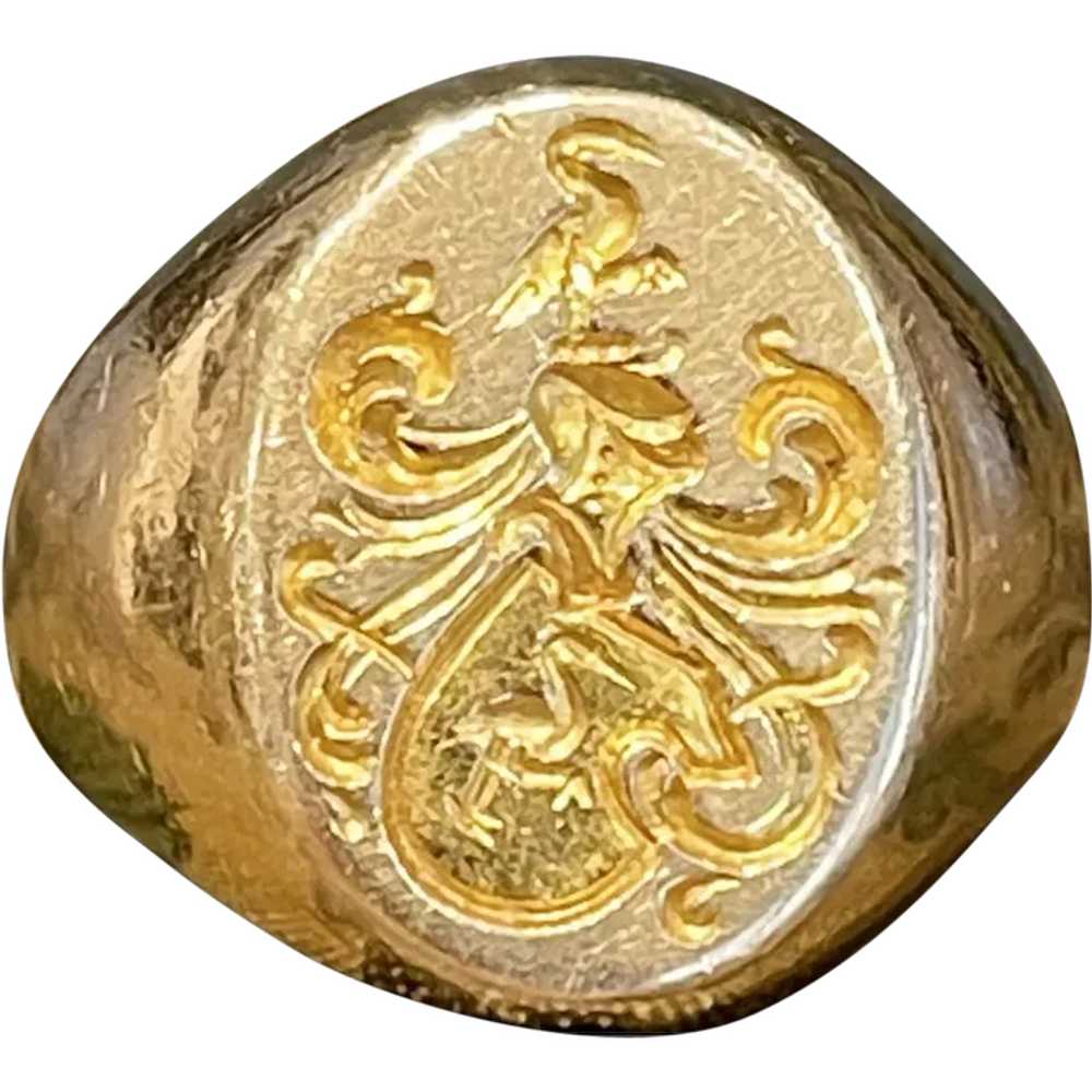 Antique Larter and Sons Gold Signet Ring Sz 7.75 - image 1