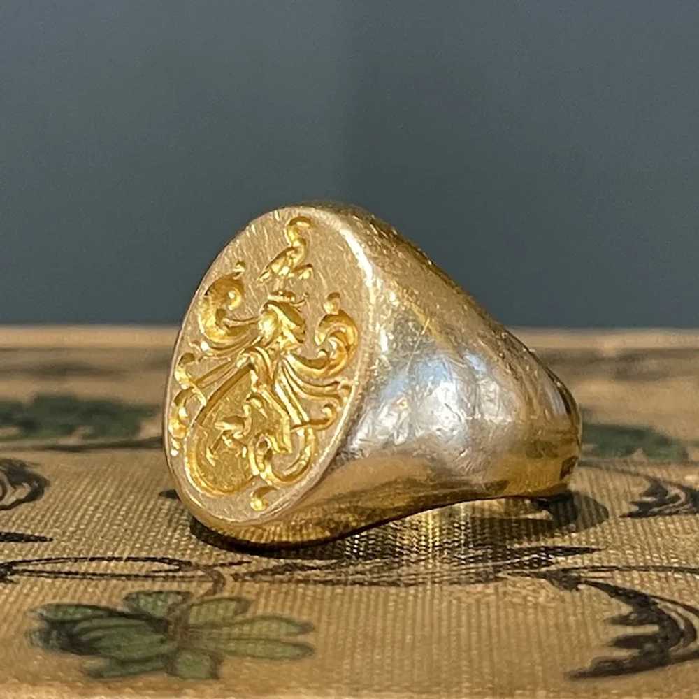 Antique Larter and Sons Gold Signet Ring Sz 7.75 - image 2