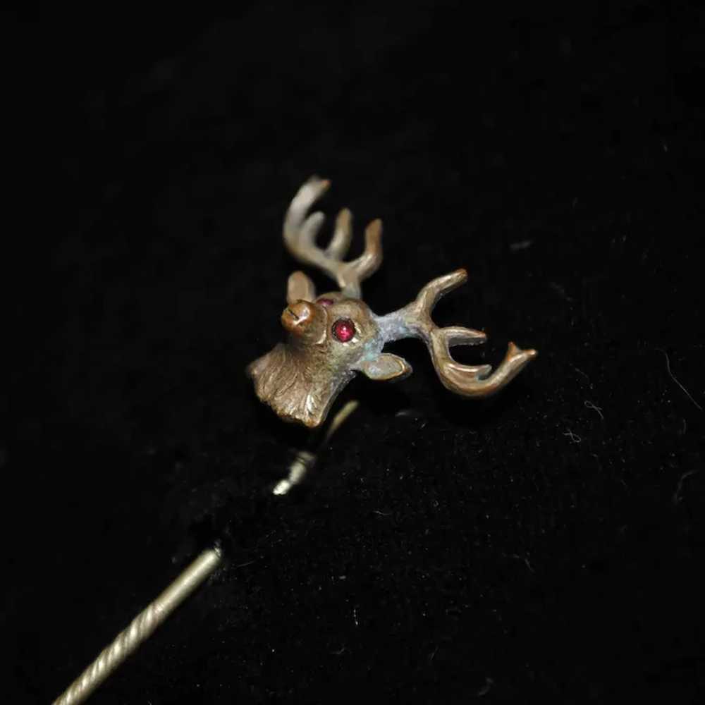 Stag / Elk Head Stick / Hat / Scarf Pin with Pink… - image 2