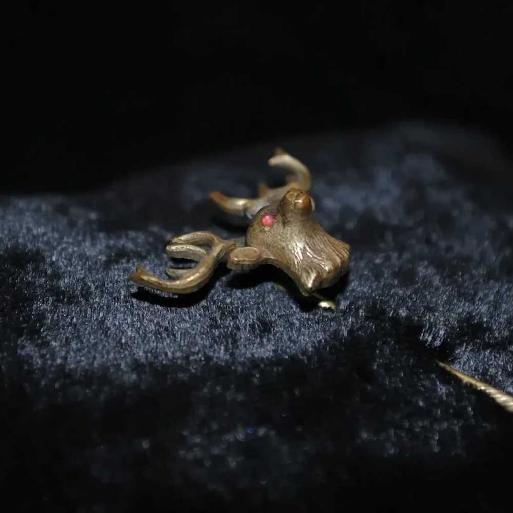 Stag / Elk Head Stick / Hat / Scarf Pin with Pink… - image 3