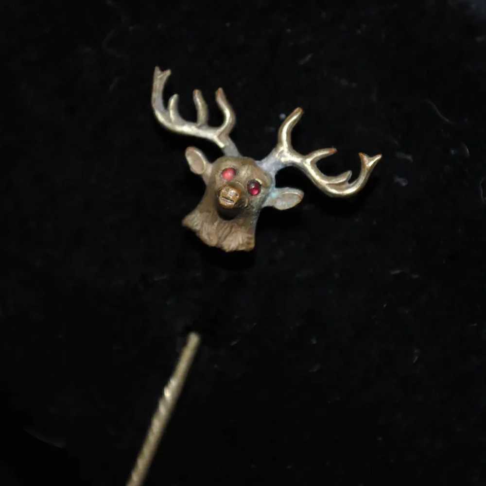 Stag / Elk Head Stick / Hat / Scarf Pin with Pink… - image 4