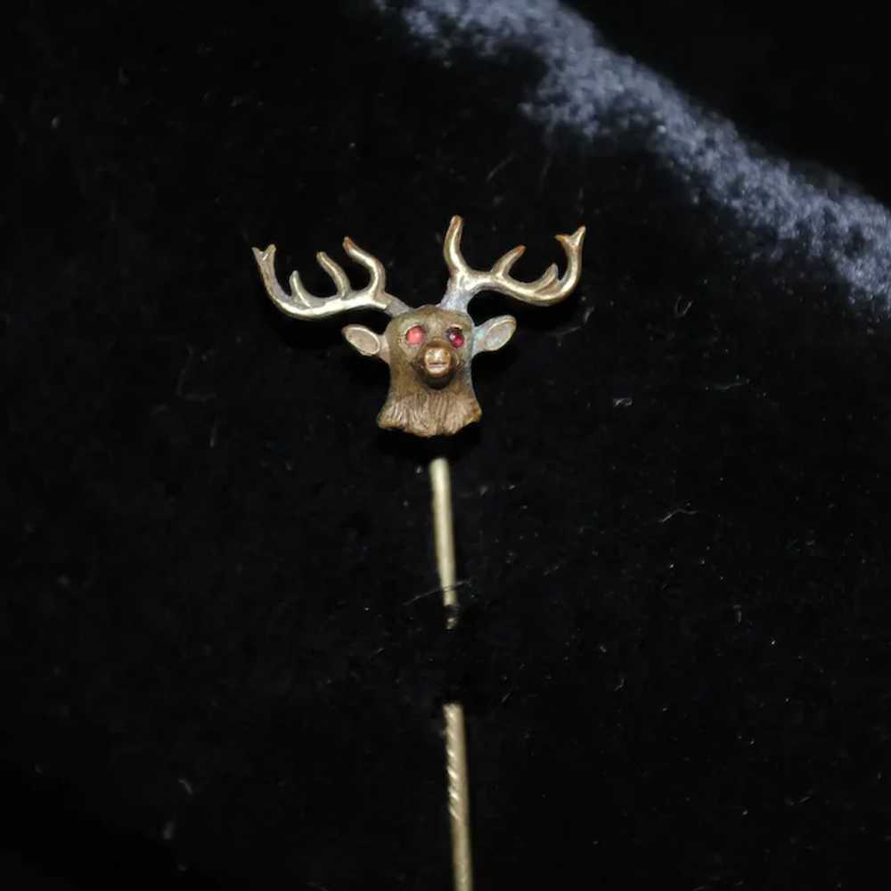 Stag / Elk Head Stick / Hat / Scarf Pin with Pink… - image 5