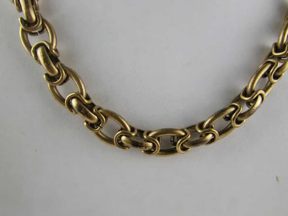 Signed Unusual Gold Tone Link Necklace - image 10