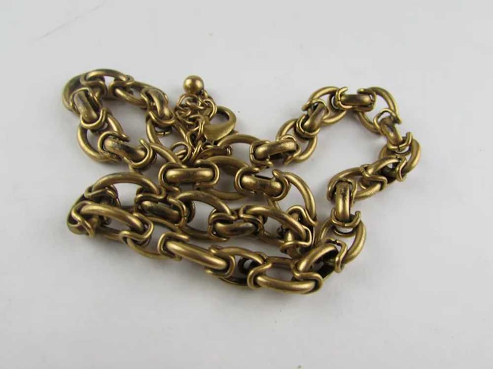 Signed Unusual Gold Tone Link Necklace - image 11