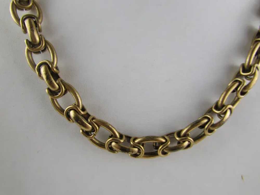 Signed Unusual Gold Tone Link Necklace - image 3