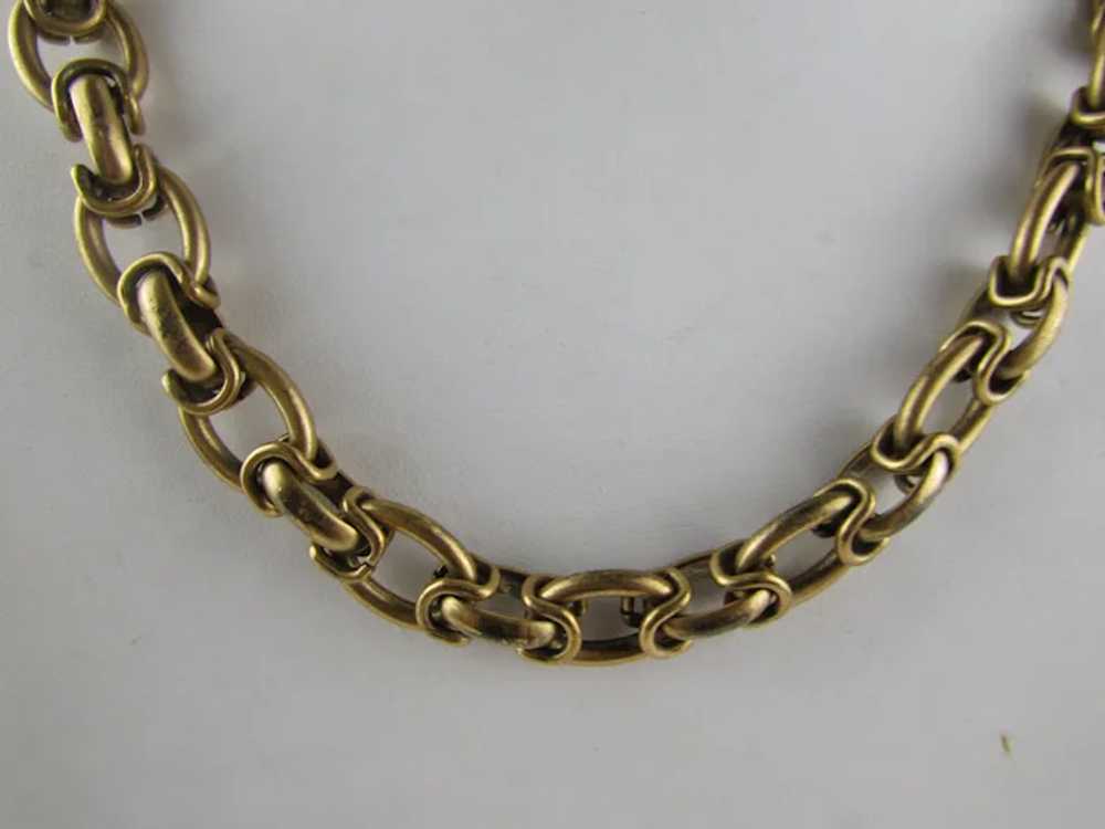 Signed Unusual Gold Tone Link Necklace - image 5