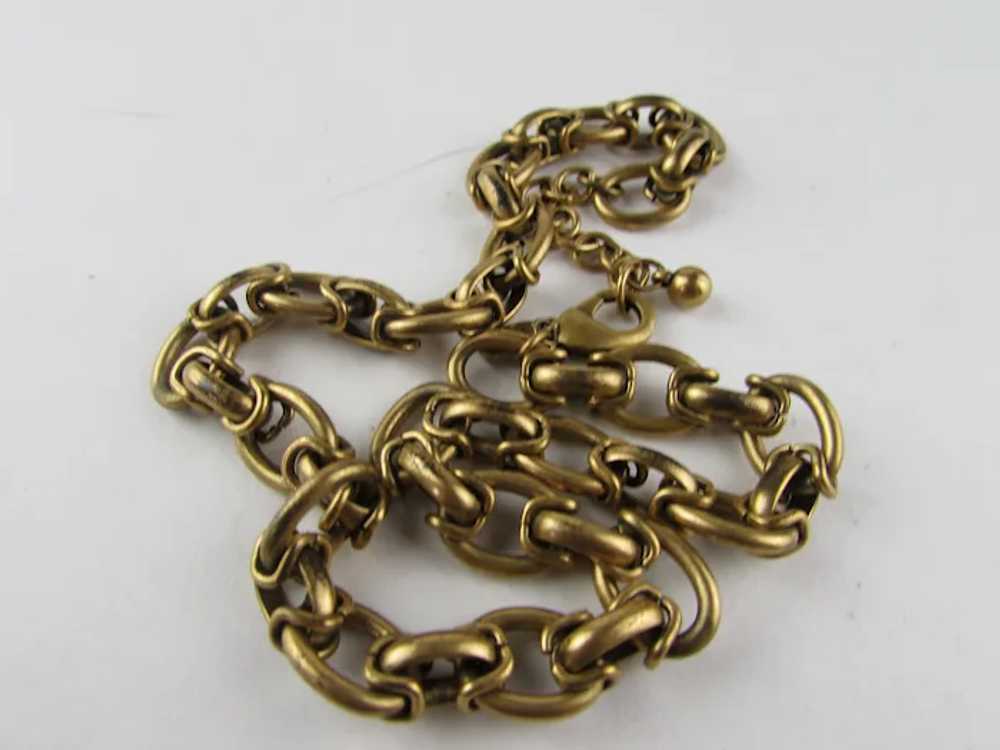 Signed Unusual Gold Tone Link Necklace - image 6