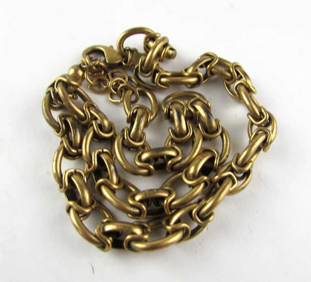 Signed Unusual Gold Tone Link Necklace - image 8