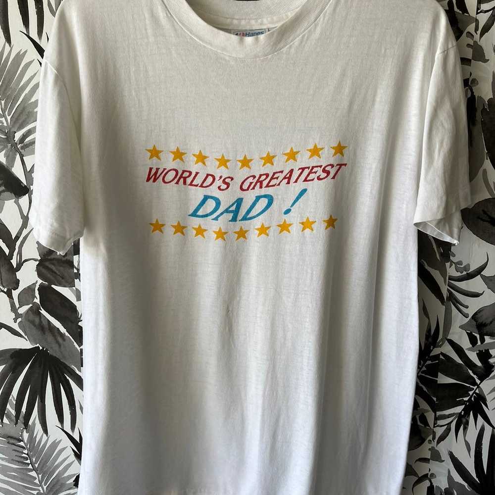 Vintage 1990's Worlds Best Dad Hanes shirt - image 2