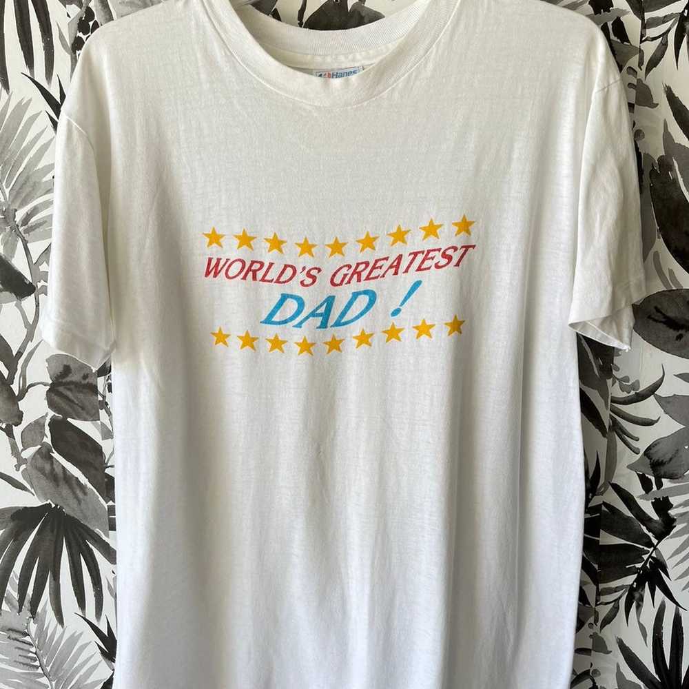 Vintage 1990's Worlds Best Dad Hanes shirt - image 3