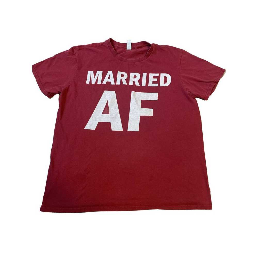 Vintage Y2K Married Af T Shirt Humor Tee Red Sun … - image 1