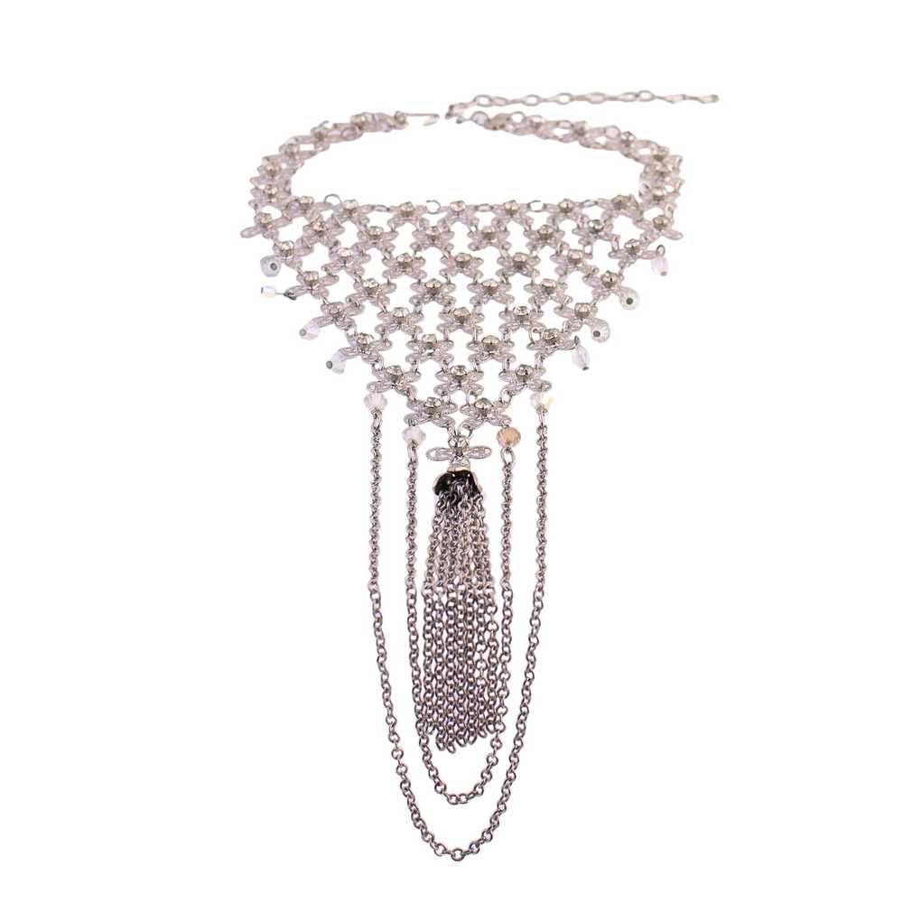 Tiered Rhinestone Tassel Necklace - image 2