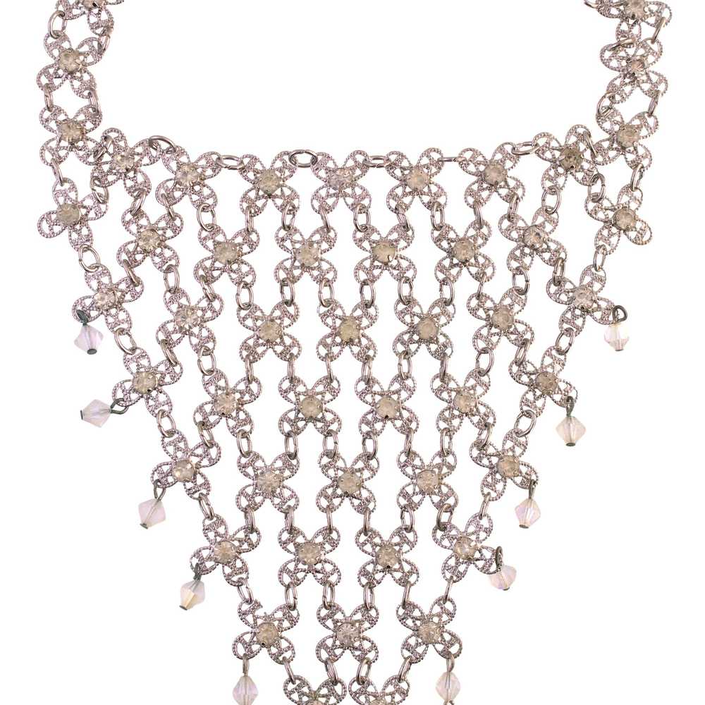 Tiered Rhinestone Tassel Necklace - image 3