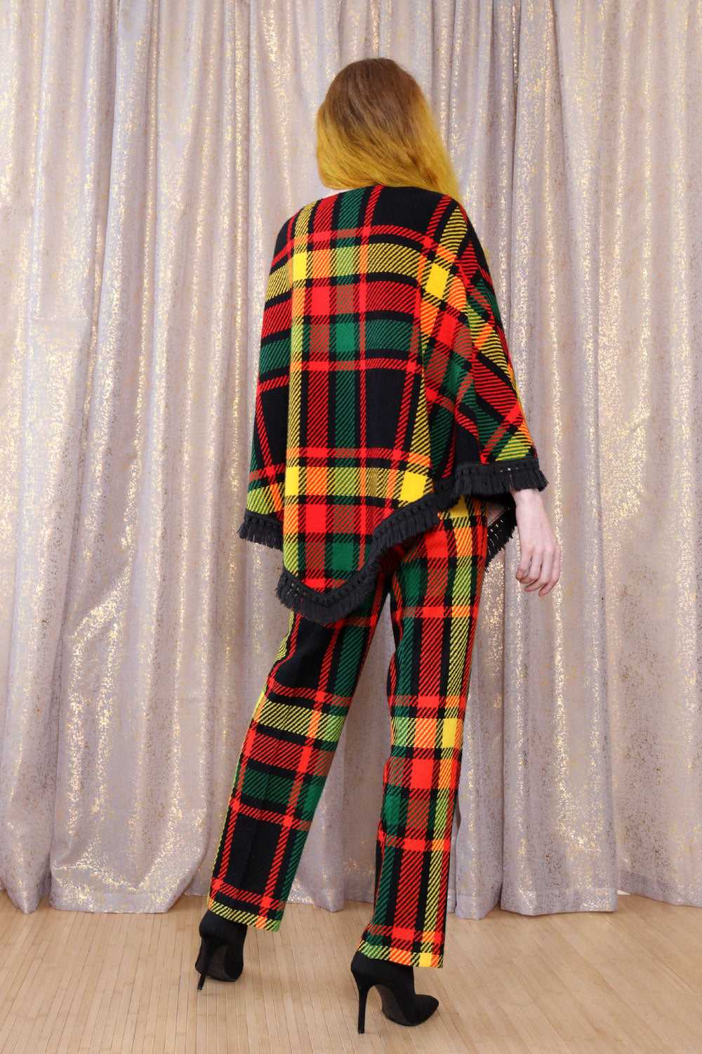 Plaid Poncho Pant Suit XS - image 4