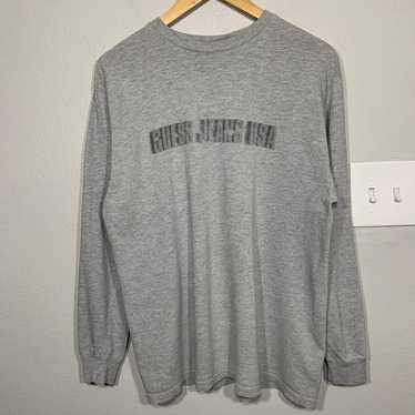Vintage Guess Jeans USA Spellout Gray Long Sleeve… - image 1