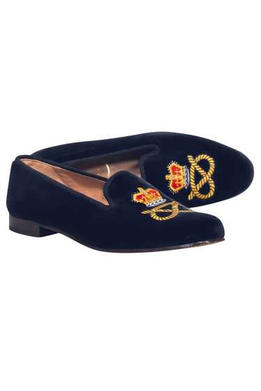 Stubbs & Wootton - Navy Velvet Loafers w/ Embroid… - image 1