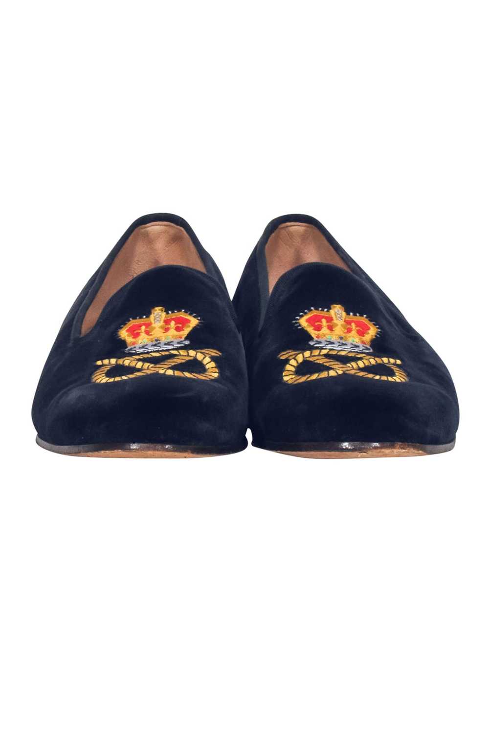 Stubbs & Wootton - Navy Velvet Loafers w/ Embroid… - image 2