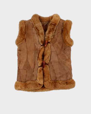 Childrens Beige Suede and Fur Winter Vest