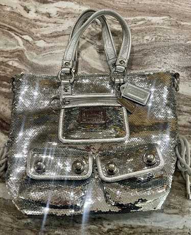 COACH グレー ピーコート Coach Penelope Signature Sateen Convertible Soho Hobo