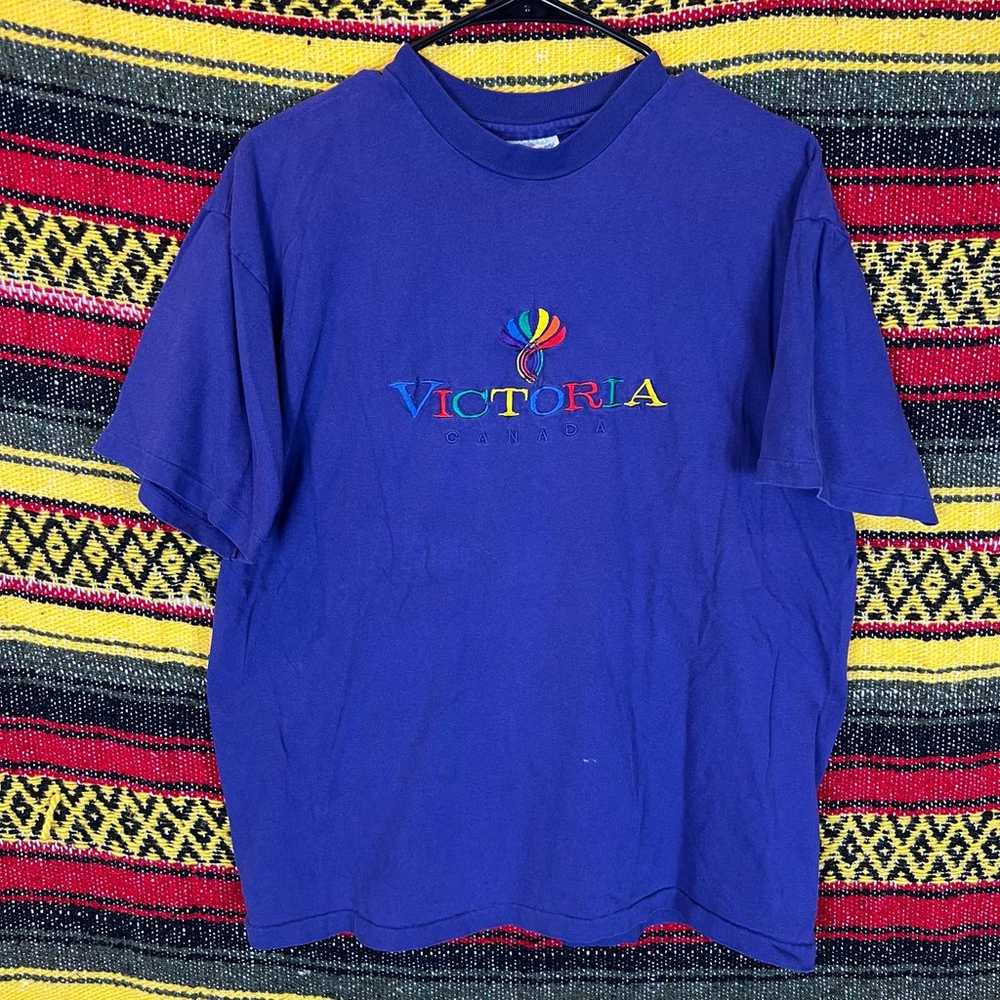 vintage 90s single stitch victoria canada rainbow… - image 1