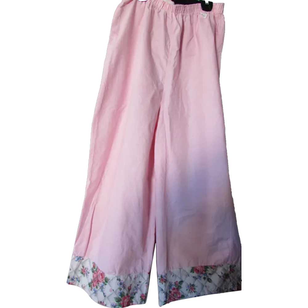 SALE Cute Vintage PJ Bottoms in Pink Cotton Cabba… - image 1