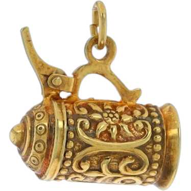 Antique 9k gold solid yellow gold ornate beer popular Stein charm pendant