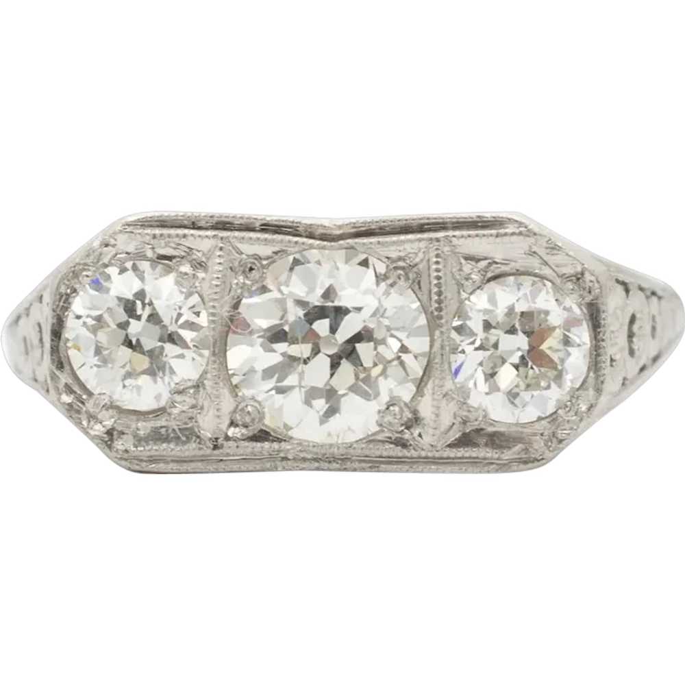 Ladies Antique Art Deco Platinum Filigree Old Eur… - image 1