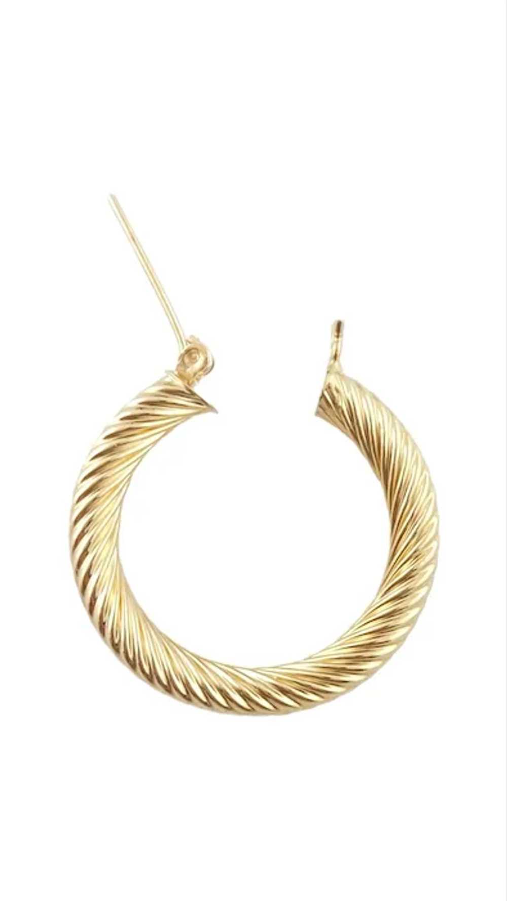 14K Yellow Gold Cable Hoop Earrings #15904 - image 4