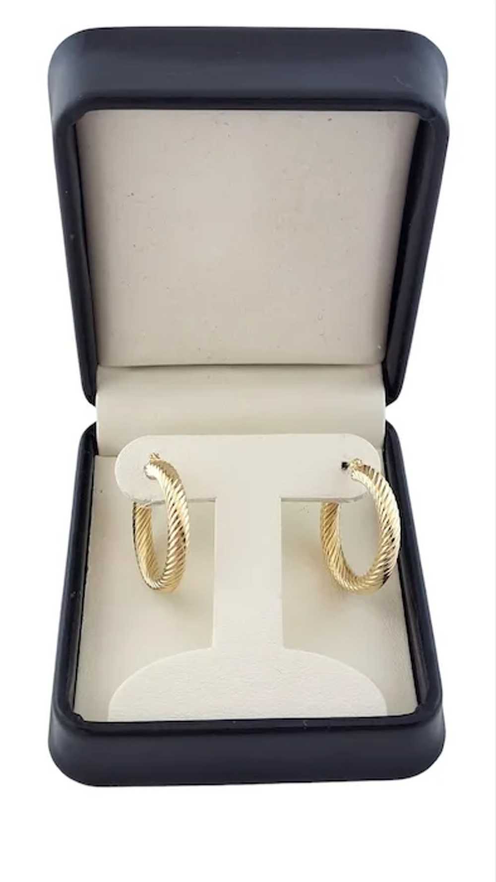 14K Yellow Gold Cable Hoop Earrings #15904 - image 6