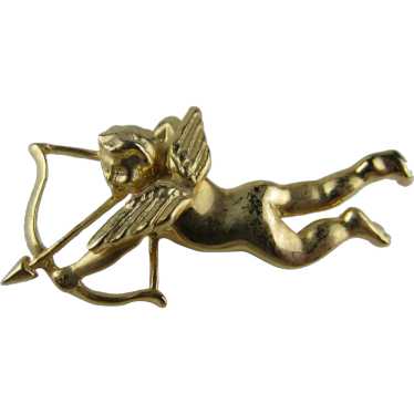 Gold Tone Cupid Pin Numbered Not Signed - image 1